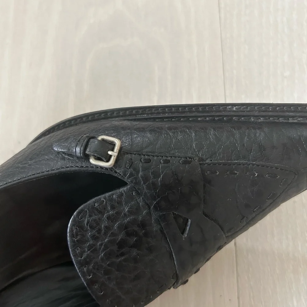 Prada Black Loafer Pointy Toe Kitten Heels Size 41